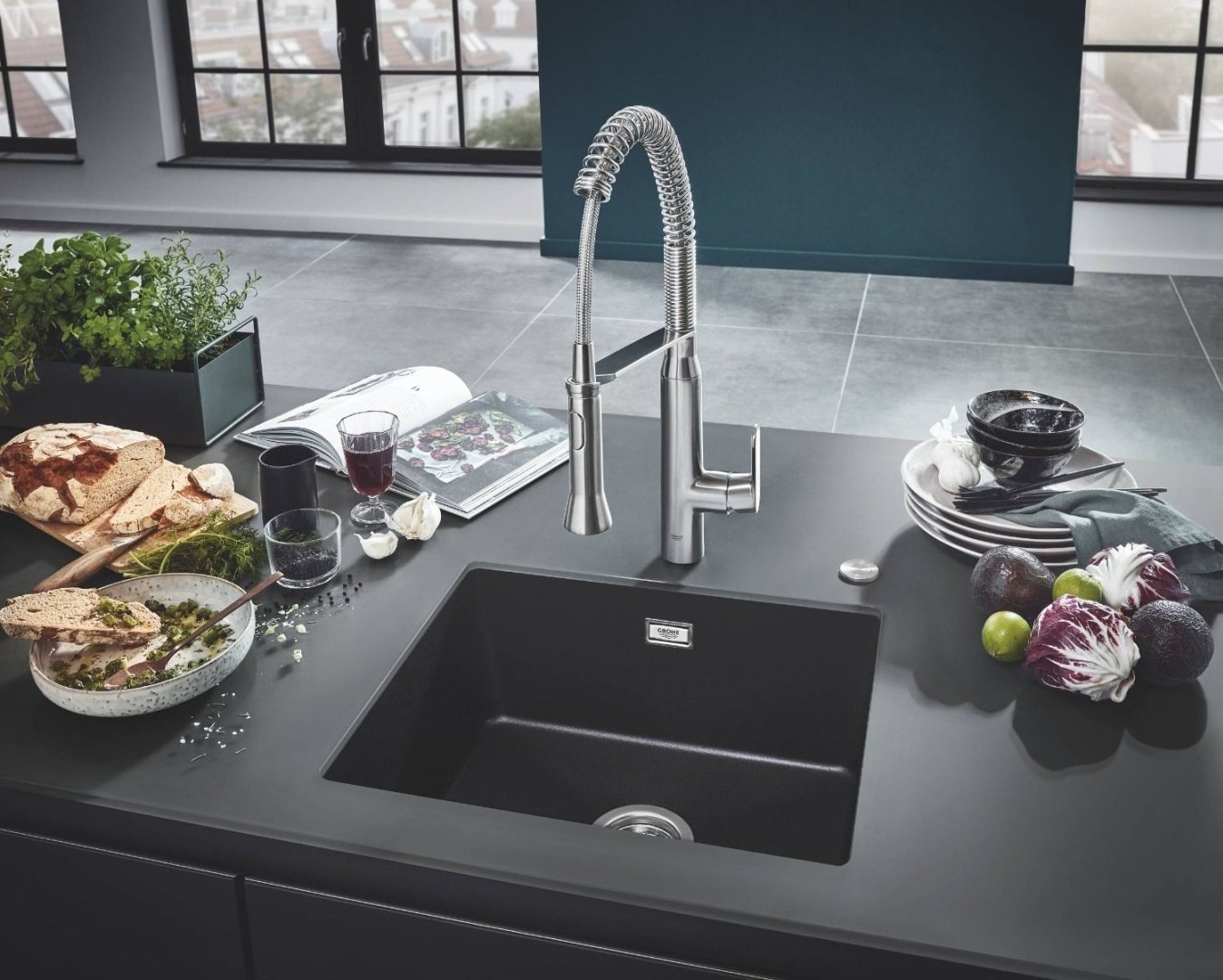 Кухонная мойка Grohe K700U 31654AP0 черный гранит врезная 45.7х53.3х20.9 см, искусственный камень - ForteMarket Кухонная мойка Grohe K700U 31654AP0 черный гранит врезная 45.7х53.3х20.9 см, искусственный камень купить,0