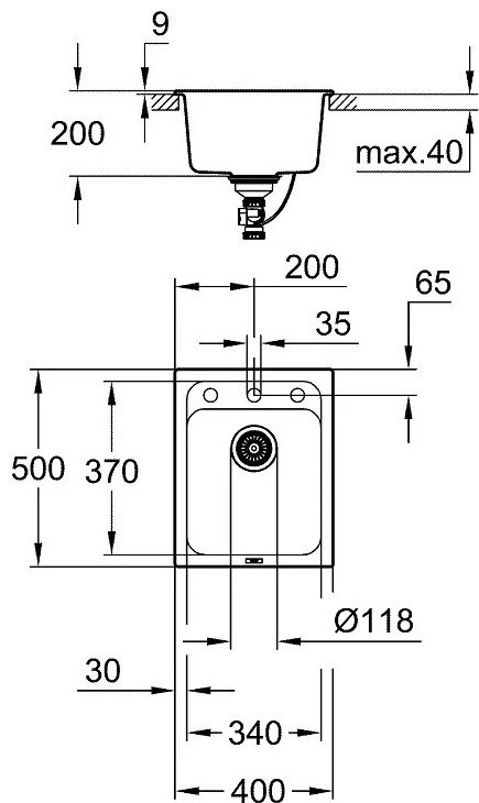 Кухонная мойка Grohe 31650AT0 накладная 37х34х20 см, искусственный камень купить,163000