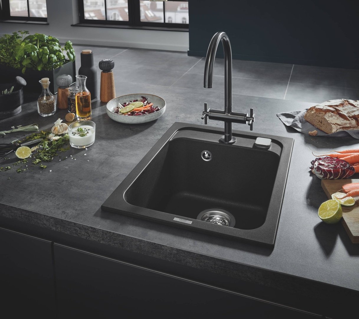 Кухонная мойка Grohe накладная 31650AP0, черный - ForteMarket Кухонная мойка Grohe накладная 31650AP0, черный купить,0