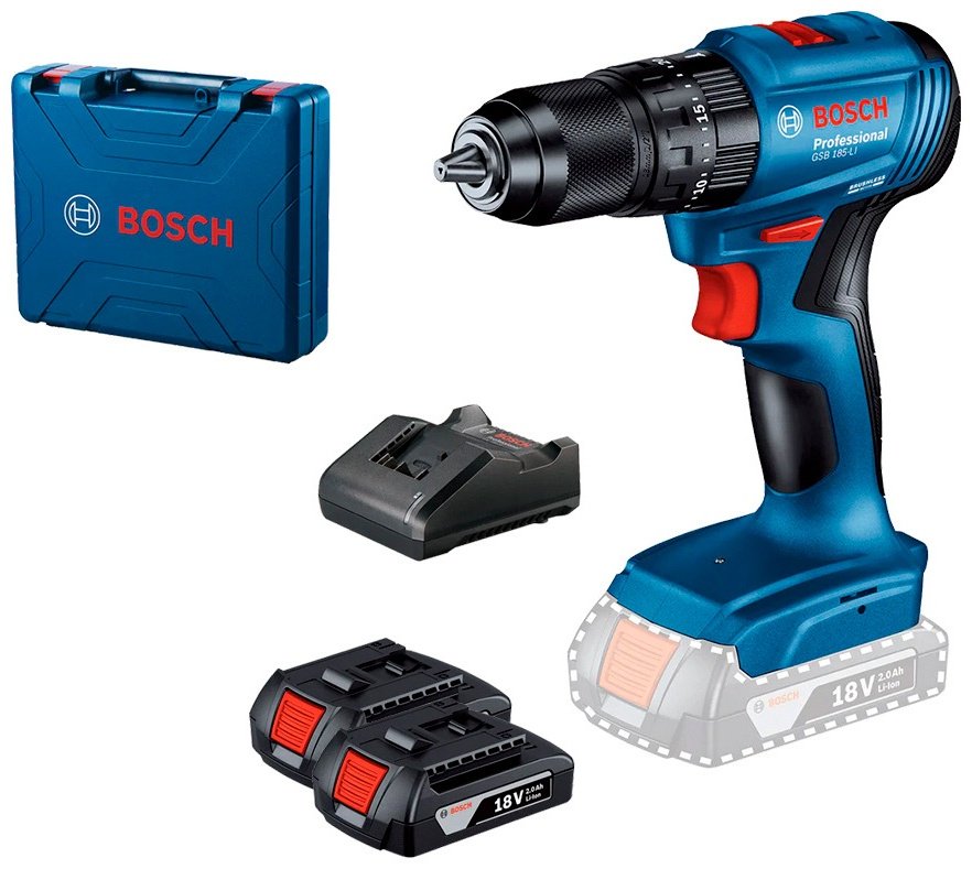 Аккумуляторная ударная дрель-шуруповерт Bosch Professional GSB 185-LI, 06019K3100
