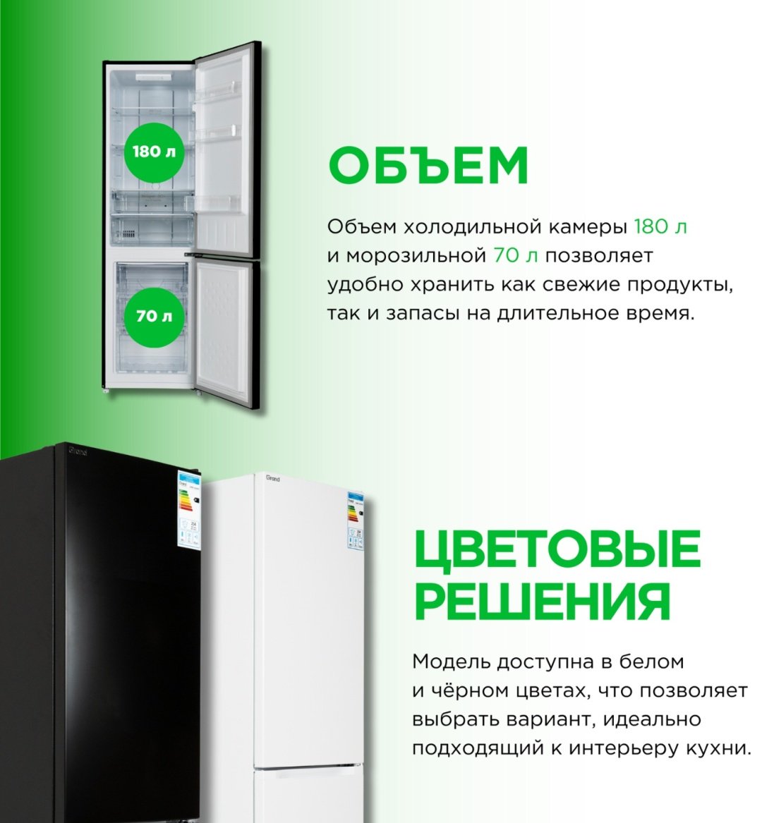 Холодильник GRAND GMBF-252BNFI черный купить,0