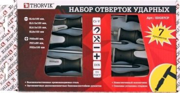 Thorvik набор отверток ударная SDGS7CP, 7 шт.