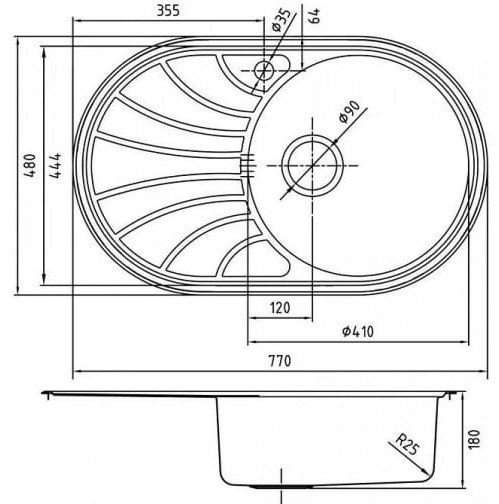 Кухонная мойка IDDIS SUNO S SUN77SDi77 врезная 77х48х18 см, нержавеющая сталь
