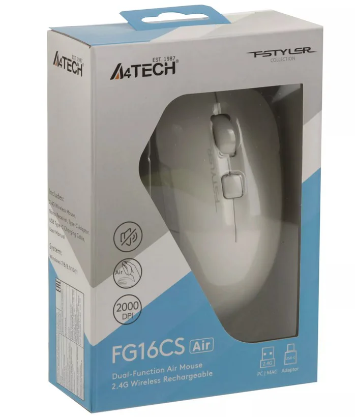 Мышь A4Tech Fstyler FG16CS AIR WHITE/FG16CS AIR2 WHITE белый