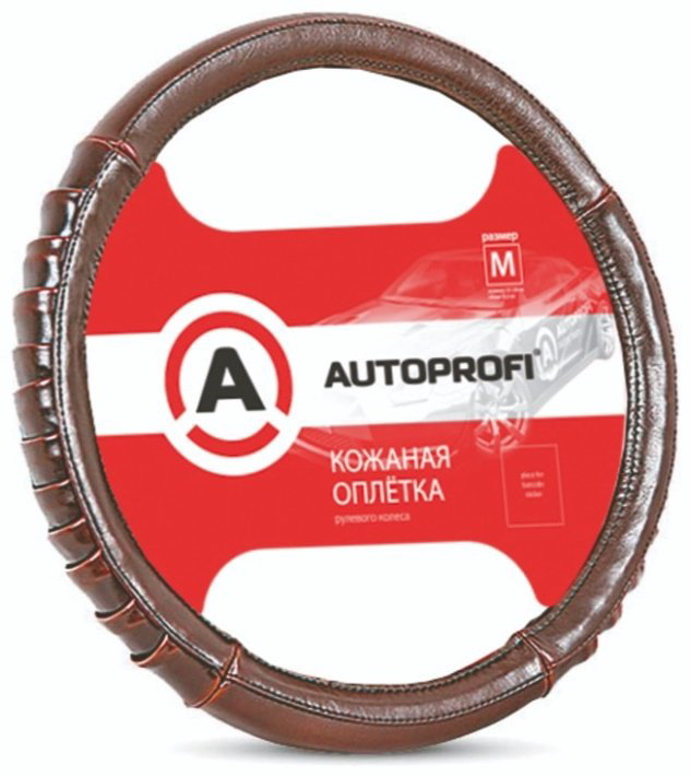 AUTOPROFI оплетка на руль AP-770 BR M коричневый купить,NaN