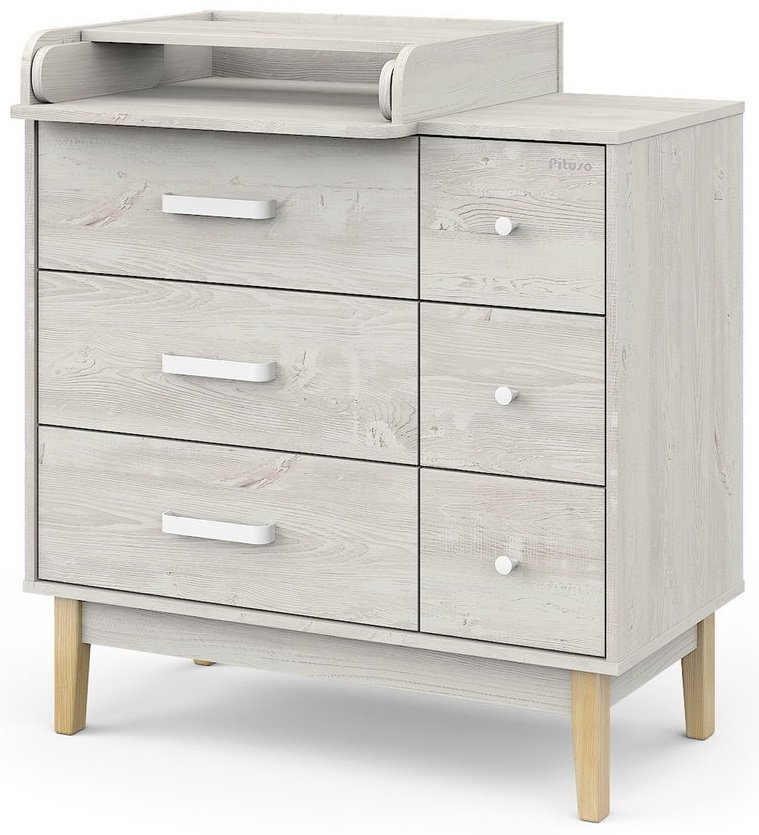 Детский комод Pituso Kids Vintage Premium, 90x56.18x99 см, светло серый