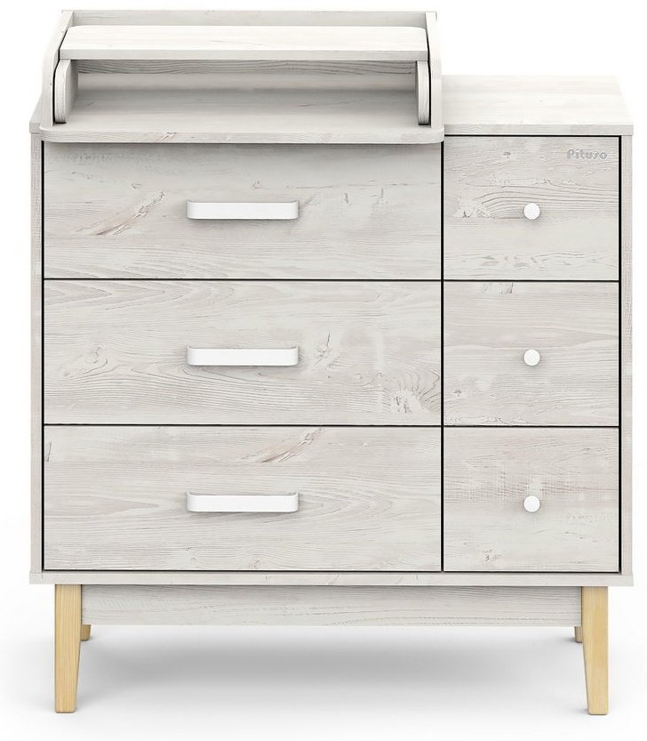 Детский комод Pituso Kids Vintage Premium, 90x56.18x99 см, светло серый купить,0