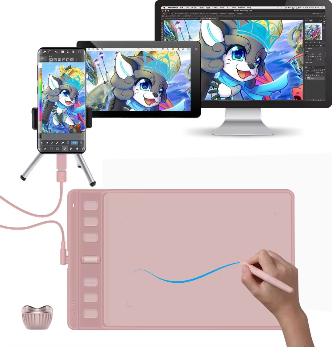 Графический планшет HUION Inspiroy 2 S PINK розовый купить,0