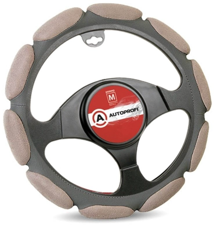 AUTOPROFI оплетка на руль SP-9030 D.GY M серый