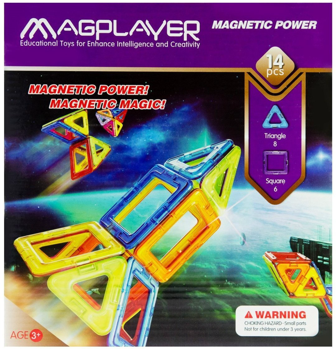 Конструктор Magplayer Магнитный конструктор, деталей 14 шт купить,NaN