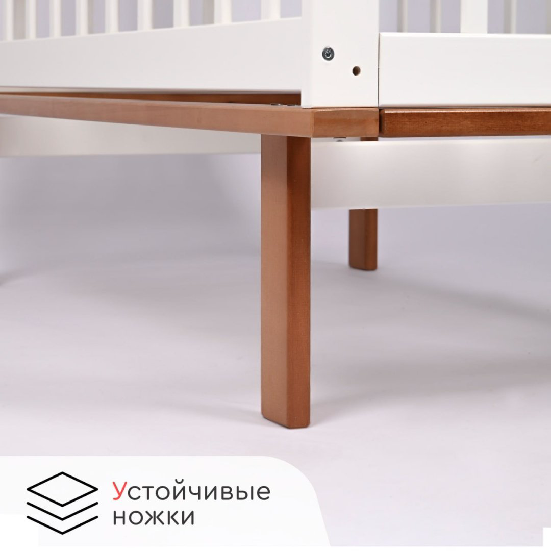 Кровать для новорожденных TOMIX Palermo DSK-3, белый, коричневый купить,NaN