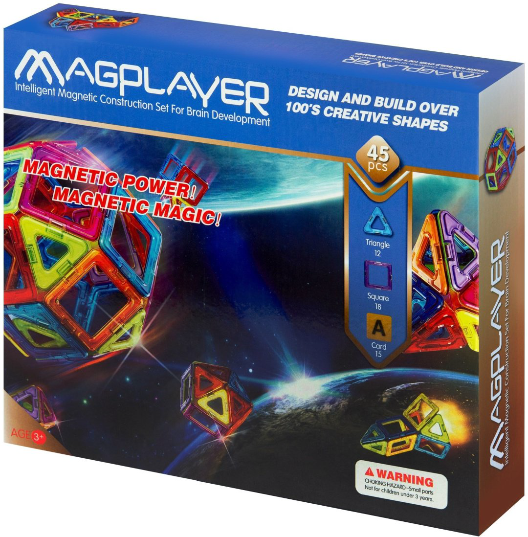 Конструктор Magplayer Магнитный конструктор, деталей 45 шт купить,NaN