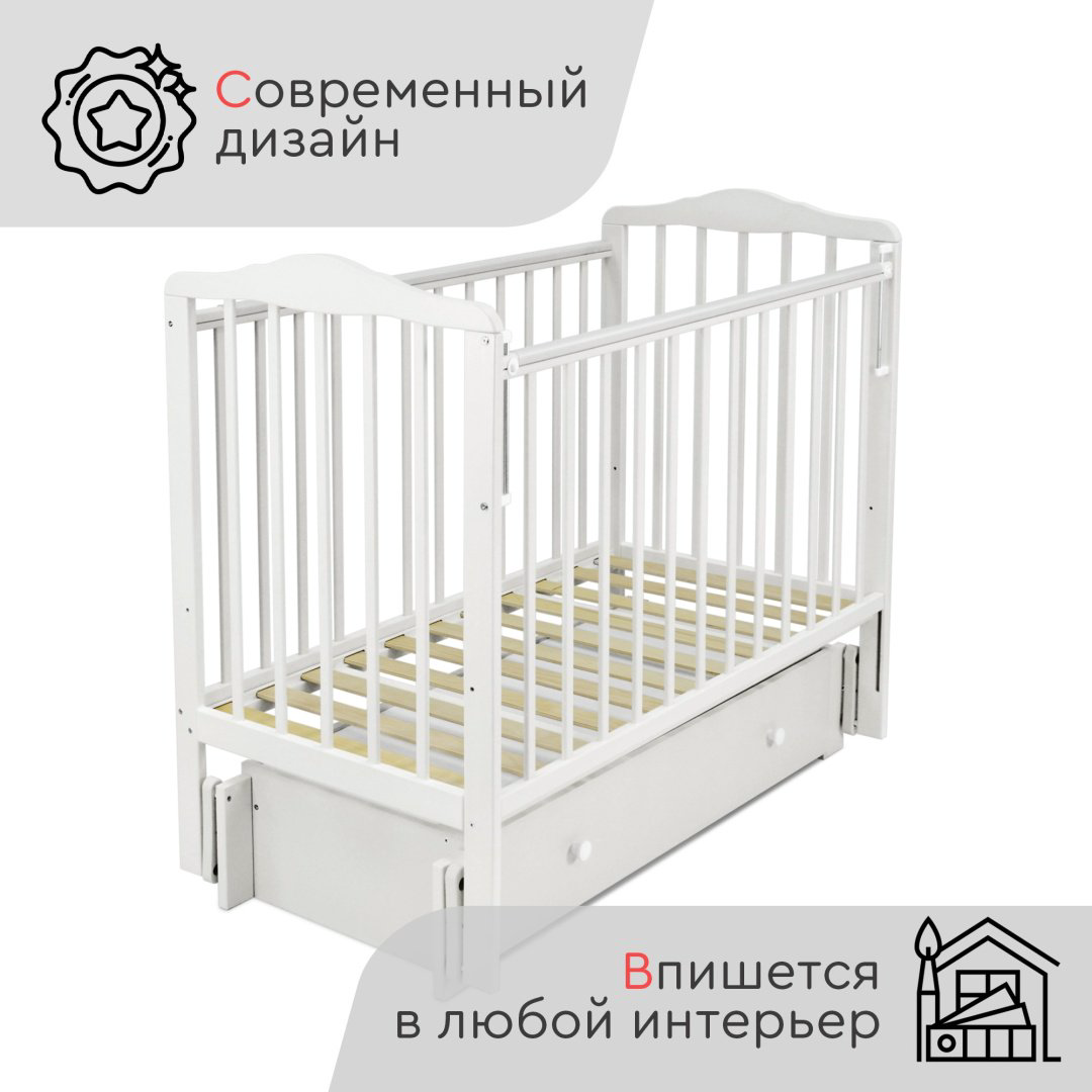 Кровать для новорожденных TOMIX Palma KRK-3, белый купить,NaN