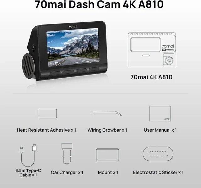 Видеорегистратор Xiaomi A810 черный - ForteMarket Видеорегистратор Xiaomi A810 черный купить,0