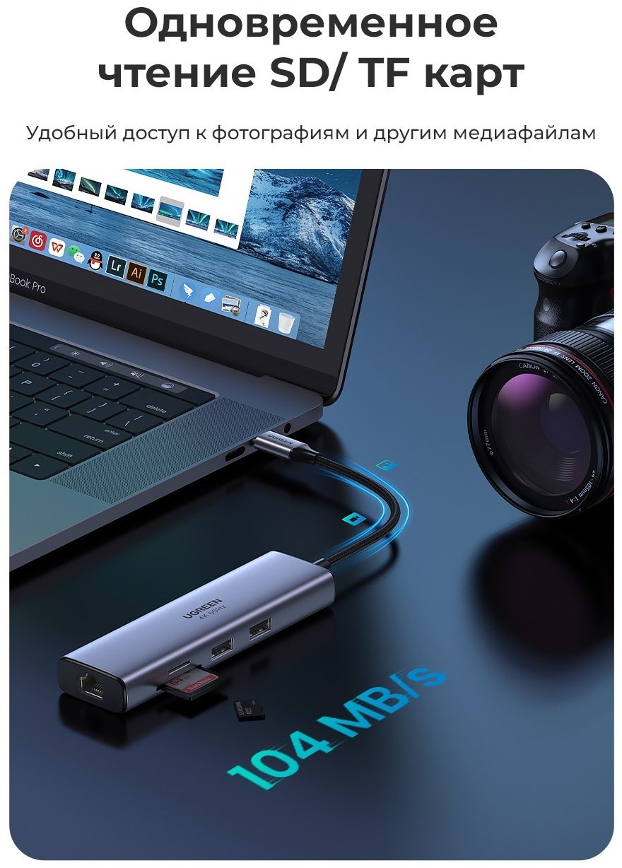 Док-станция Ugreen CM512 серый купить,NaN
