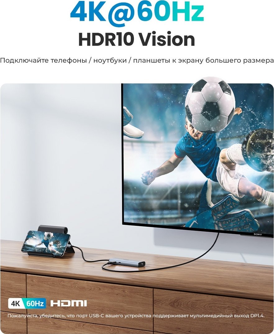 Док-станция Ugreen CM512 серый купить,NaN