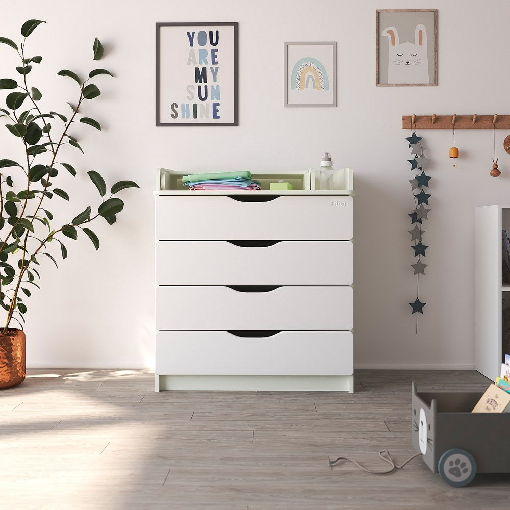 Детский комод Pituso Wood/ 804 ПВХ, 80.25x47.6x94.1 см, белый купить,74300