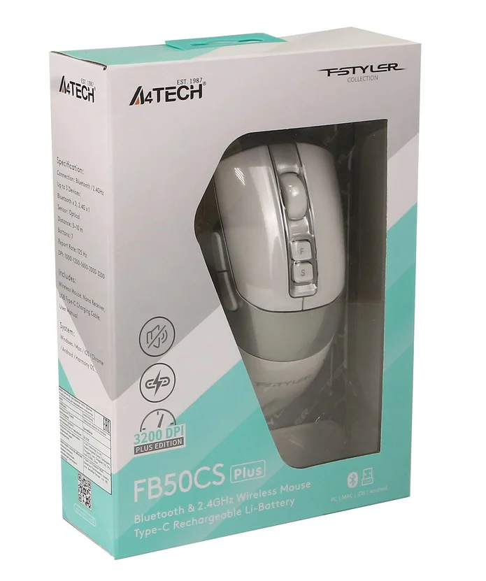 Мышь A4Tech Fstyler FB50CS Plus White