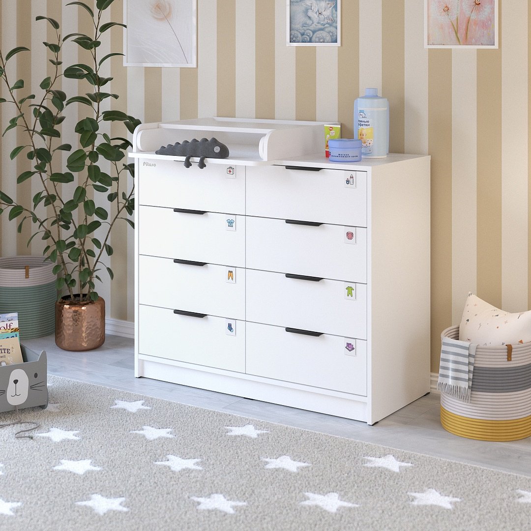 Детский комод Pituso Kids Optimum, 100.1x46.2x84.3 см, белый купить,0