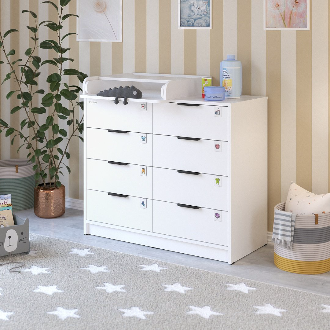 Детский комод Pituso Kids Optimum, 100.1x46.2x84.3 см, белый купить,NaN
