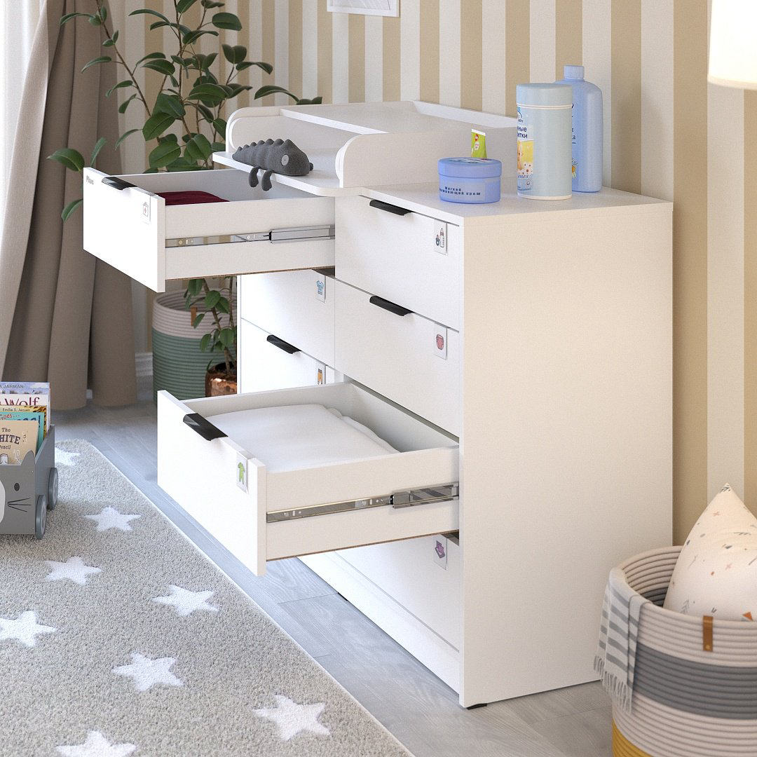 Детский комод Pituso Kids Optimum, 100.1x46.2x84.3 см, белый купить,NaN