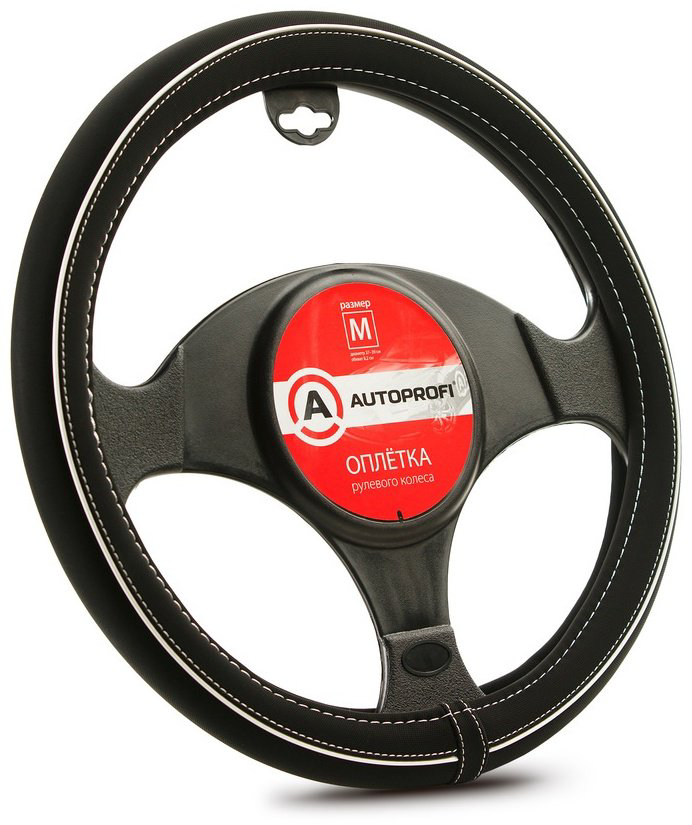AUTOPROFI оплетка на руль AP-2020 BK.WH M черный, белый купить,NaN