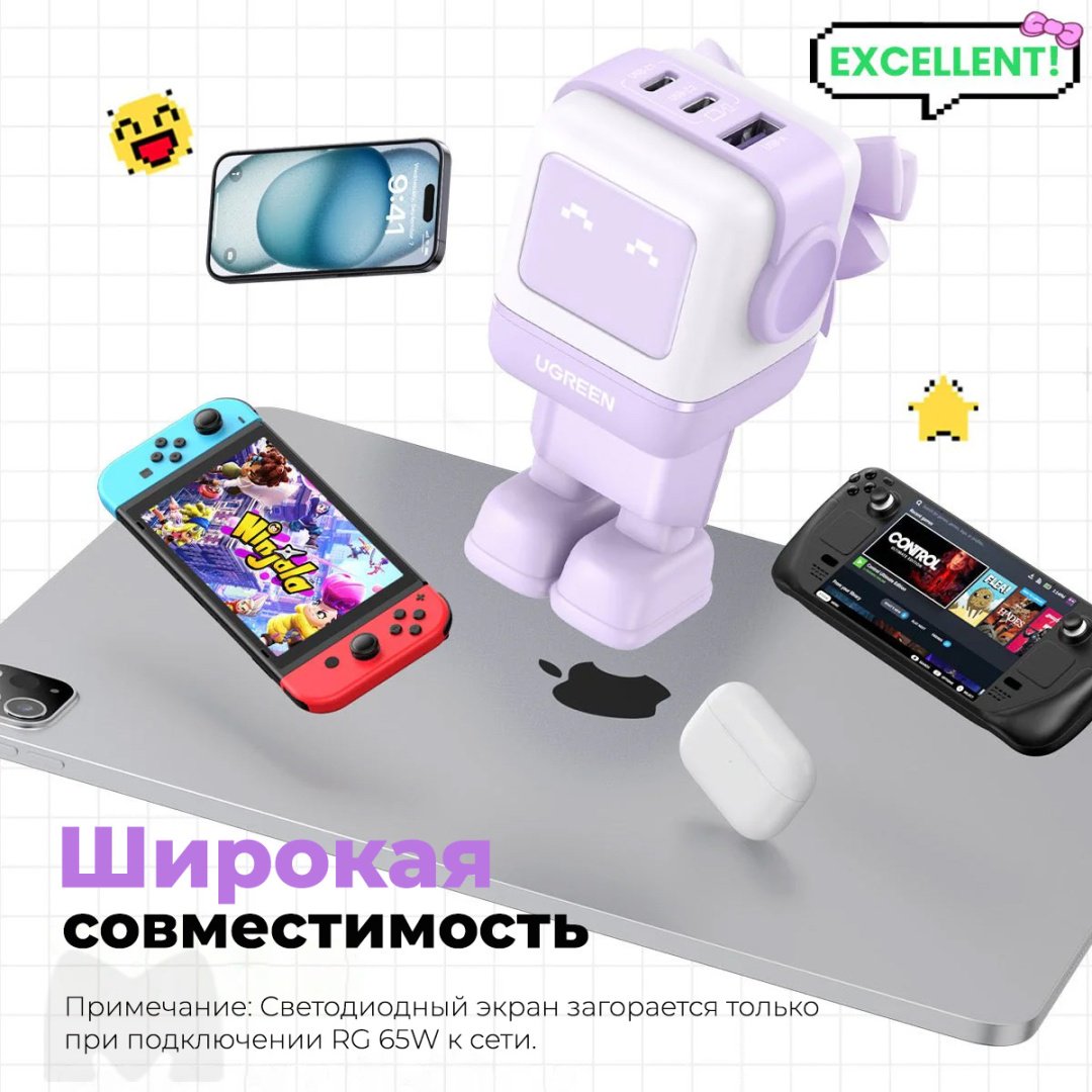 Зарядное устройство Ugreen CD361 35291 USB Type-C, USB фиолетовый - ForteMarket Зарядное устройство Ugreen CD361 35291 USB Type-C, USB фиолетовый купить,17990