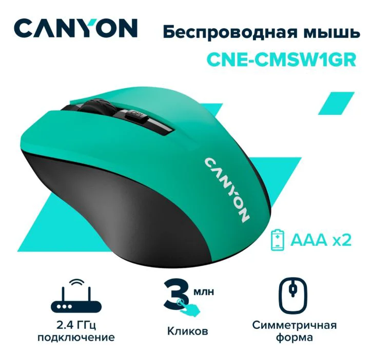 Мышь Canyon CNE-CMSW1GR зеленый купить,4490