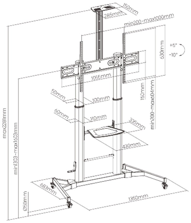 Кронштейн Brateck TTL03H-610TW купить,0