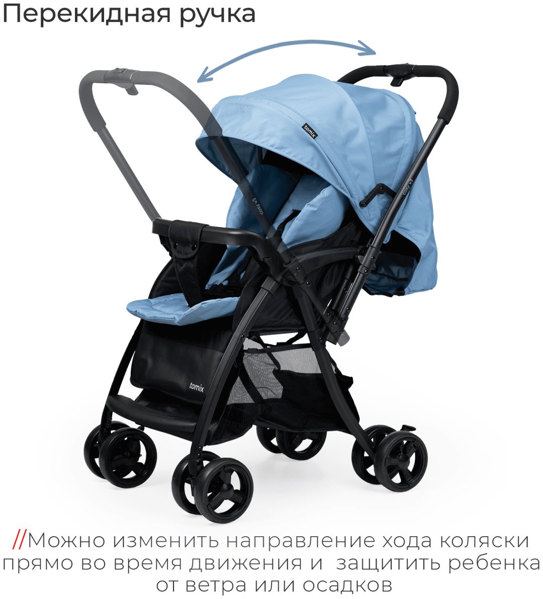 Коляска прогулочная TOMIX Cosy V3, голубой купить,0