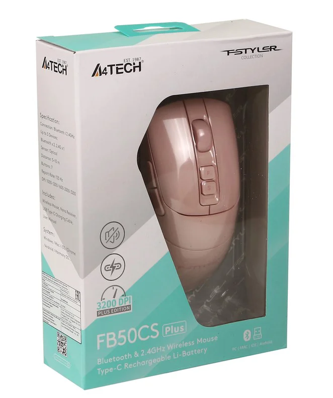 Мышь A4Tech Fstyler FB50CS Plus Pink