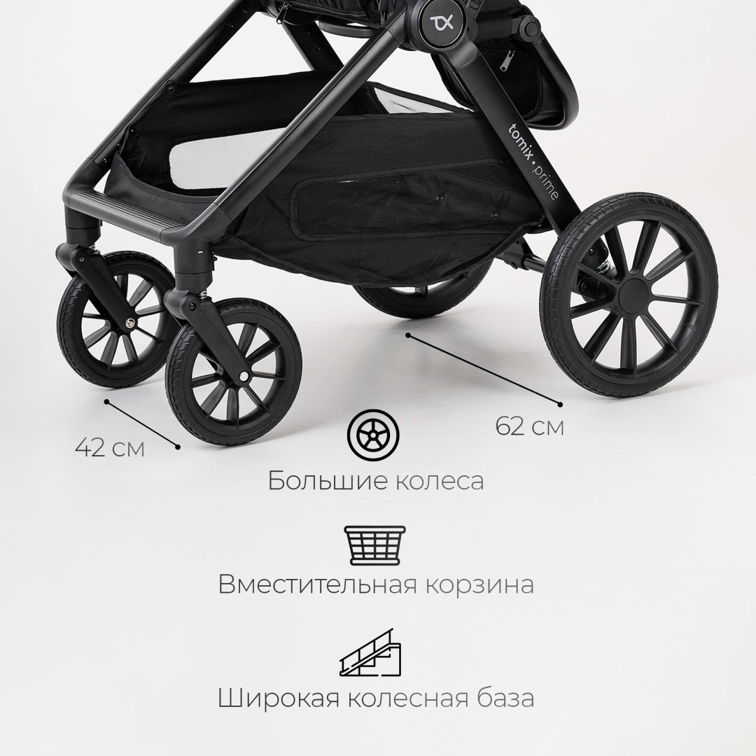 Коляска универсальная 2 в 1 TOMIX Prime, серый - ForteMarket Коляска универсальная 2 в 1 TOMIX Prime, серый купить,0
