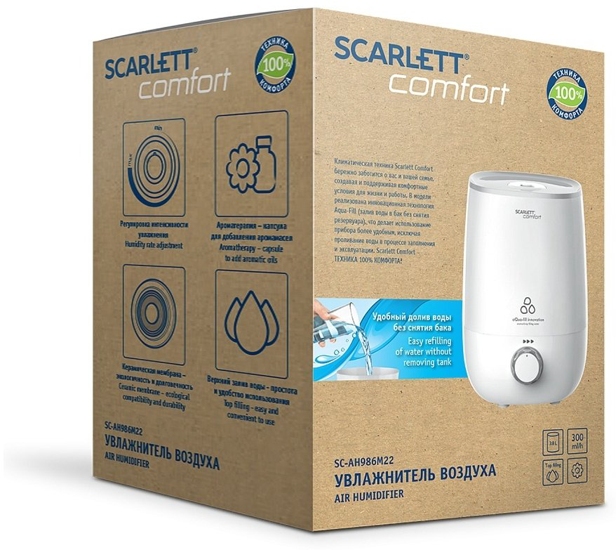 Увлажнитель воздуха Scarlett SC-AH986M22 белый купить,NaN