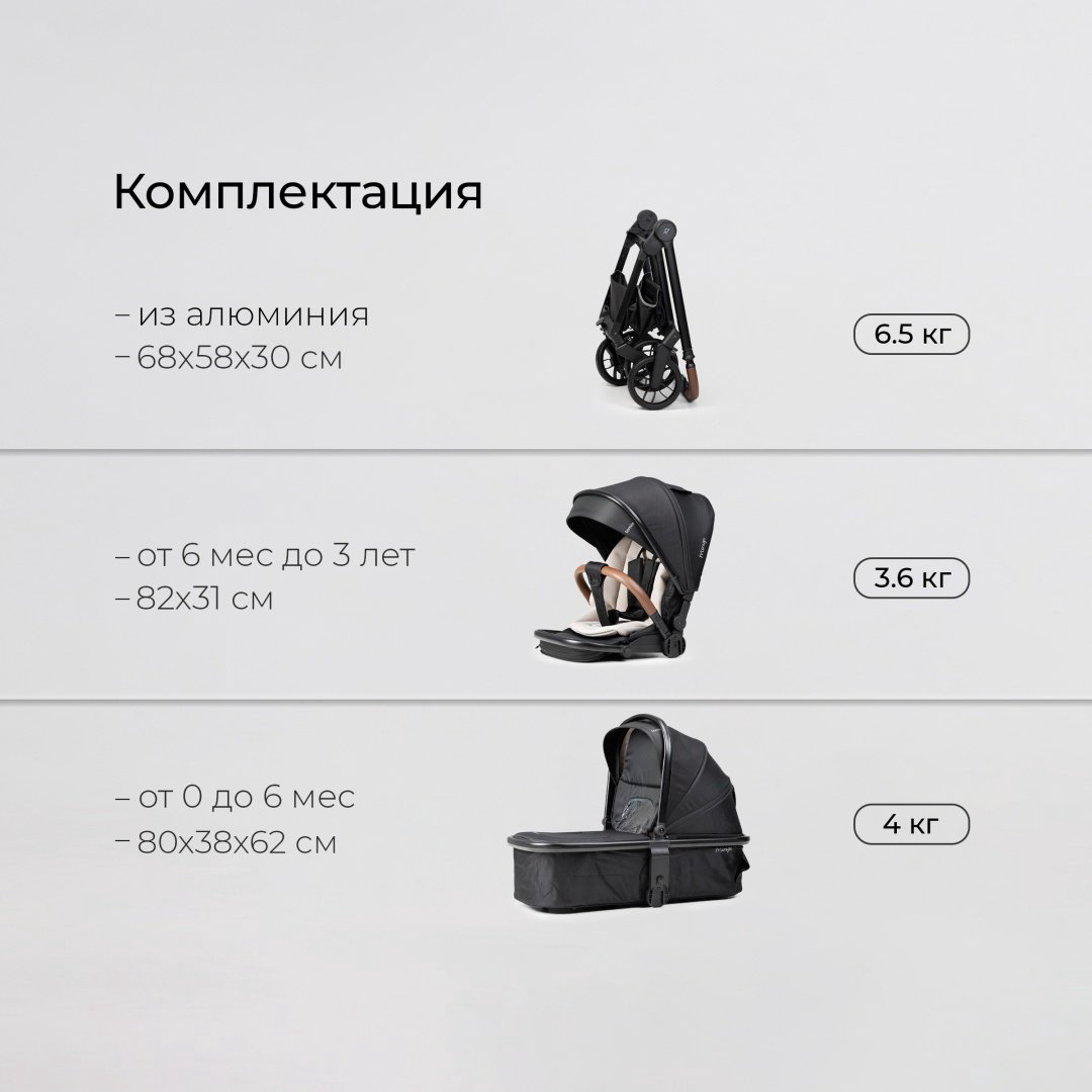 Коляска универсальная 2 в 1 TOMIX Mirage, черный купить,NaN