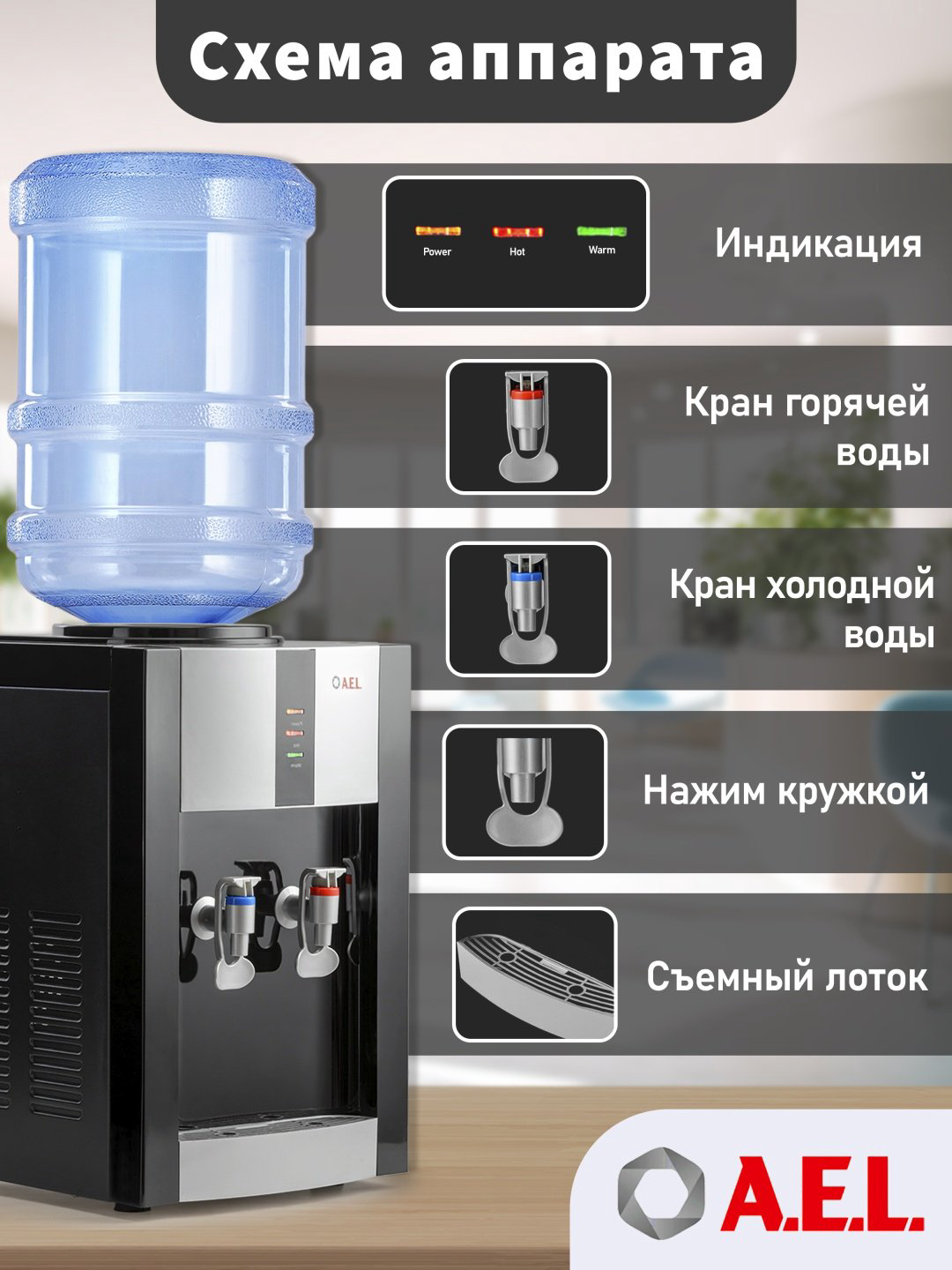 Кулер для воды A.E.L. TK-AEL-47 черный купить,NaN