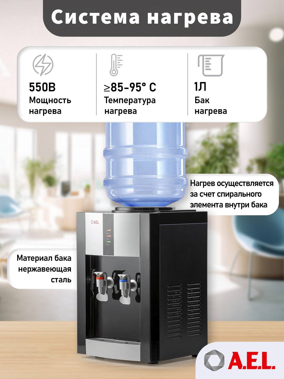 Кулер для воды A.E.L. TK-AEL-47 черный купить,NaN