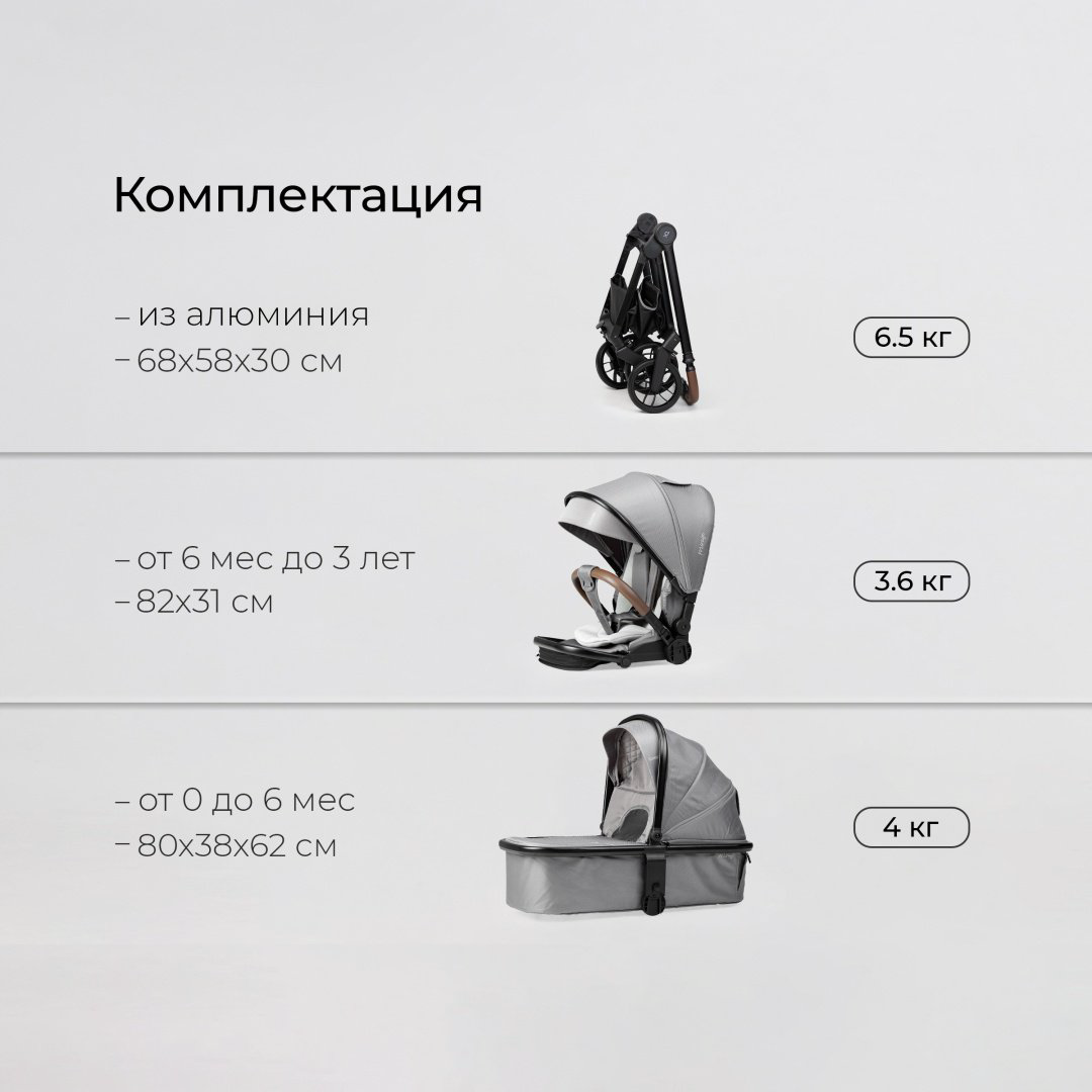 Коляска универсальная 2 в 1 TOMIX Mirage, серый купить,NaN