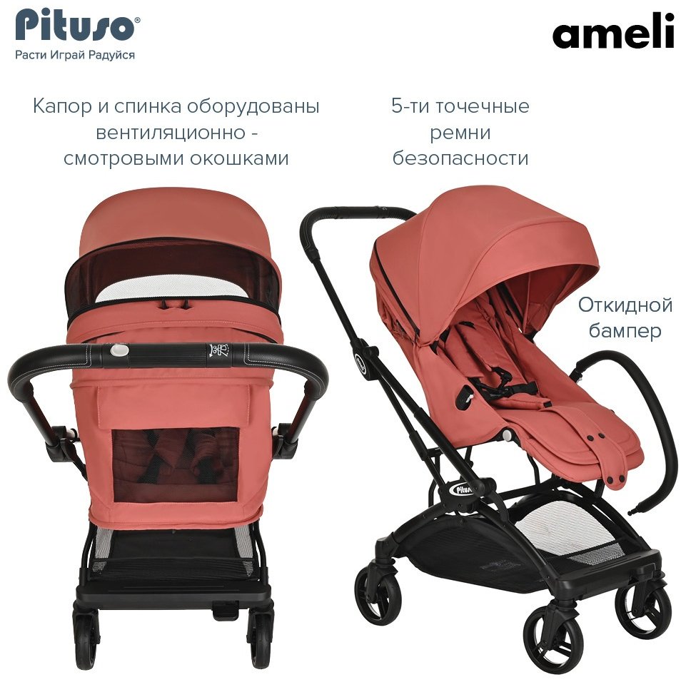 Коляска прогулочная Pituso Ameli, розовый - ForteMarket Коляска прогулочная Pituso Ameli, розовый купить,0