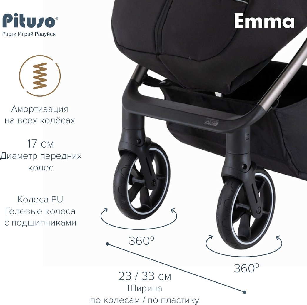 Коляска прогулочная Pituso EMMA ET6/Black, черный - ForteMarket Коляска прогулочная Pituso EMMA ET6/Black, черный купить,0