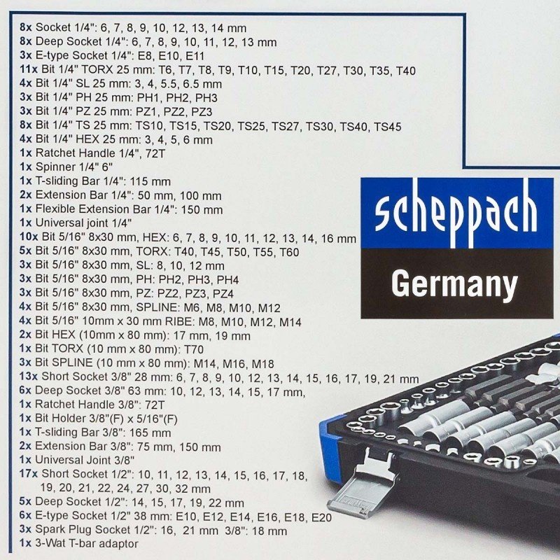Набор инструментов универсальный 202 в 1 Scheppach Sch-42022-5 купить,0