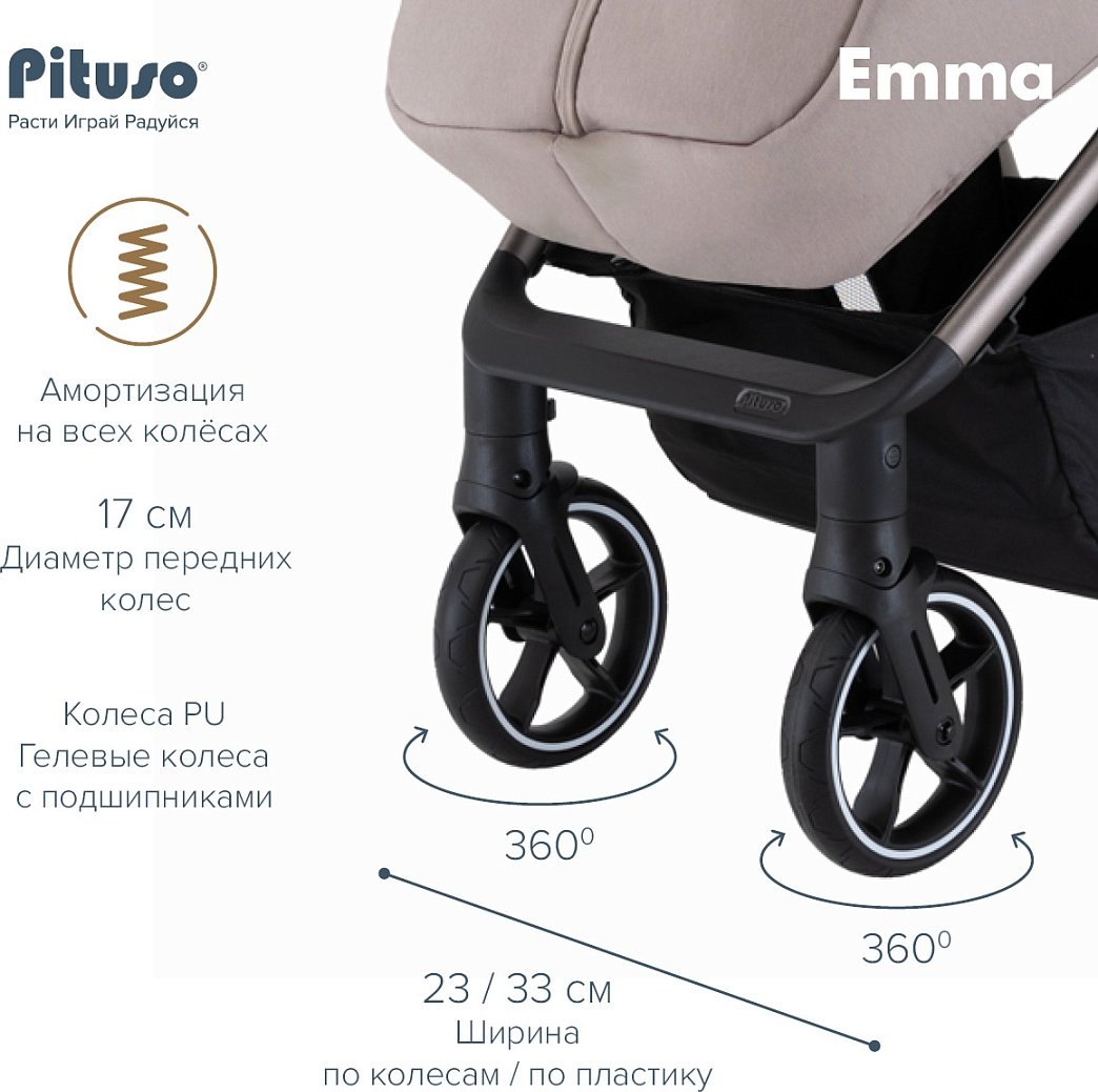 Коляска прогулочная Pituso EMMA ET6/Cappuccino, бежевый купить,0