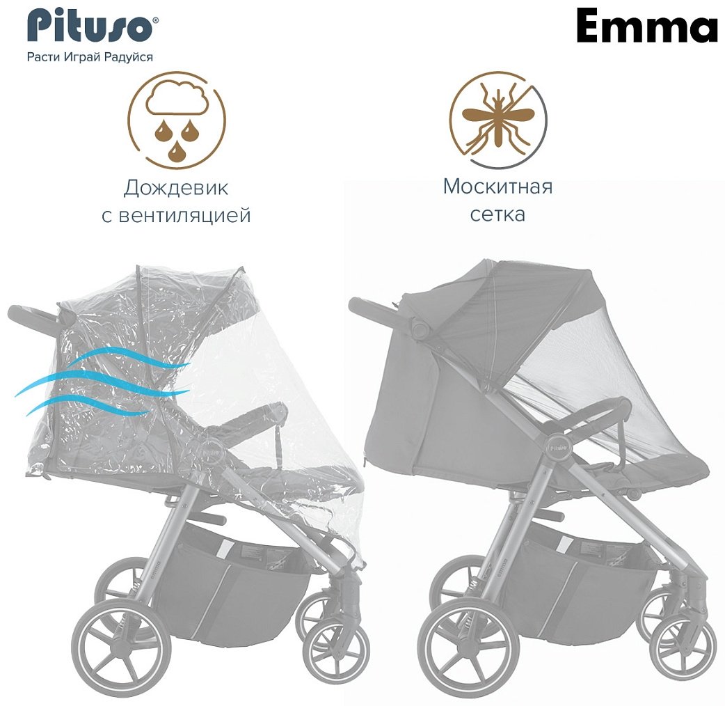 Коляска прогулочная Pituso EMMA ET6/Cappuccino, бежевый купить,0