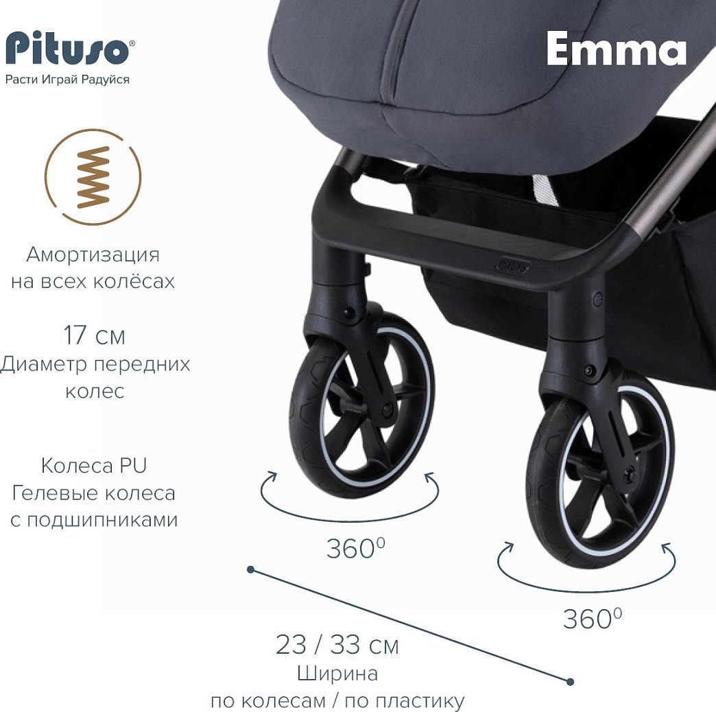 Коляска прогулочная Pituso EMMA ET6/Graphite, темно-серый купить,0
