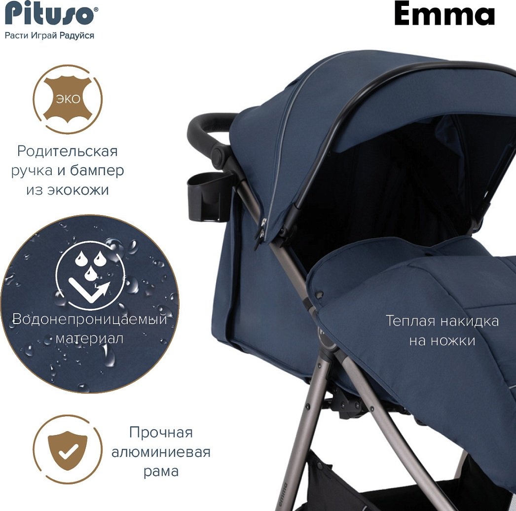 Коляска прогулочная Pituso EMMA ET6/Navy Blue, синий купить,0