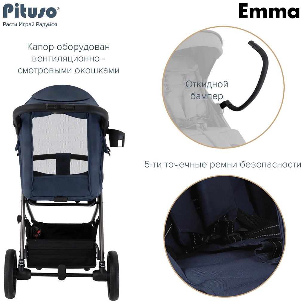 Коляска прогулочная Pituso EMMA ET6/Navy Blue, синий купить,0