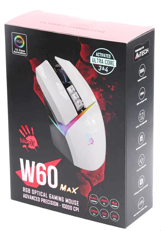Мышь A4Tech Bloody W60 Max Activated Panda White
