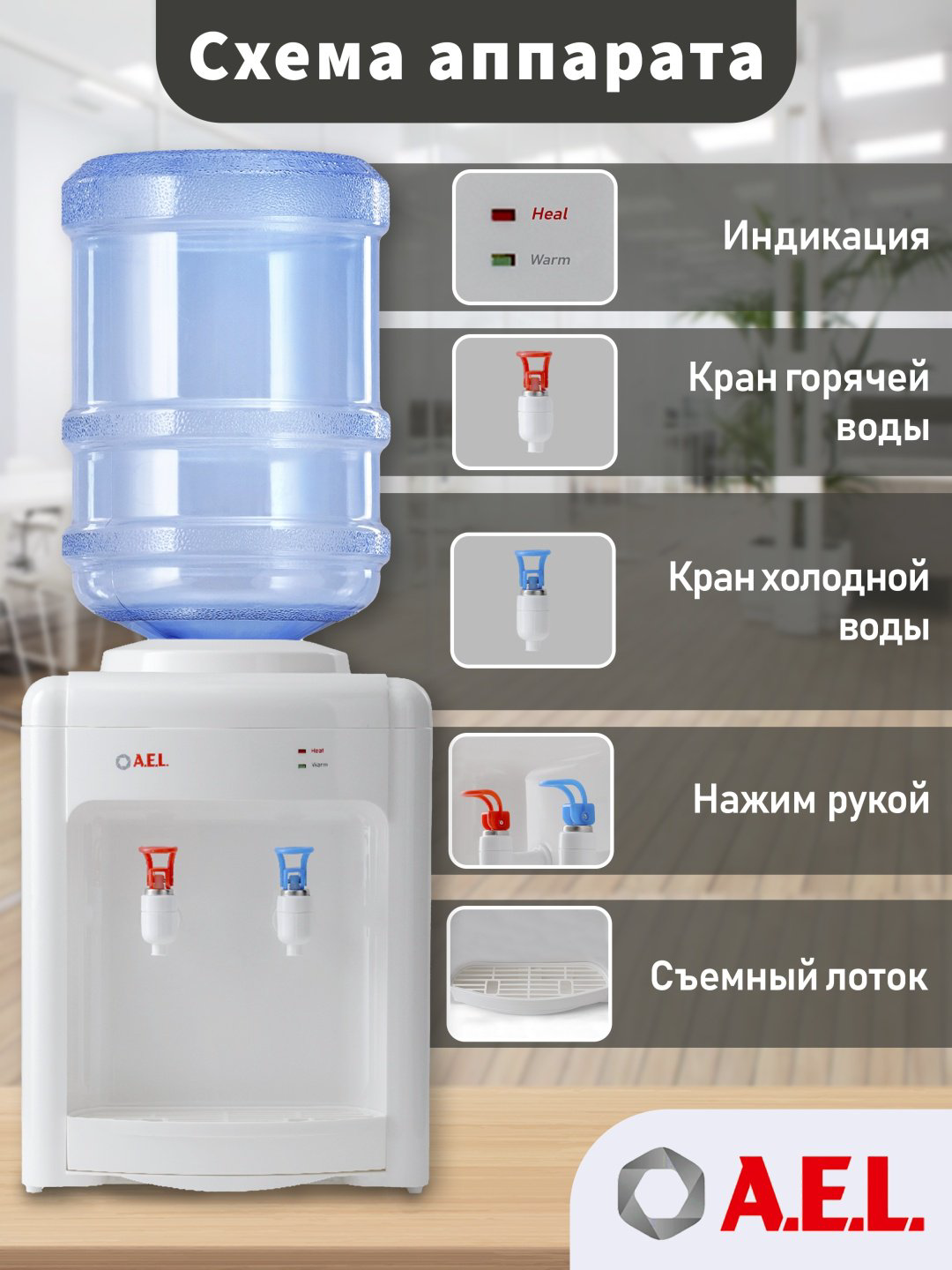 Кулер для воды A.E.L. TK-AEL-36 v.2 белый купить,NaN
