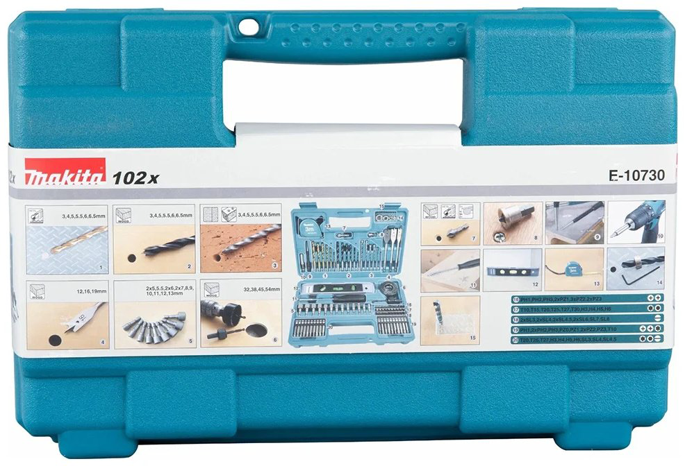 Набор инструментов и оснастки универсальный 102 в 1 Makita E-10730