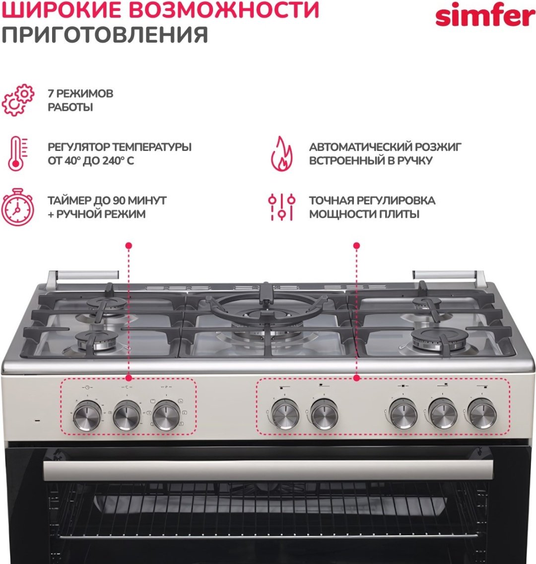 Кухонная плита Simfer F96MR52010 бежевый - ForteMarket Кухонная плита Simfer F96MR52010 бежевый купить,0