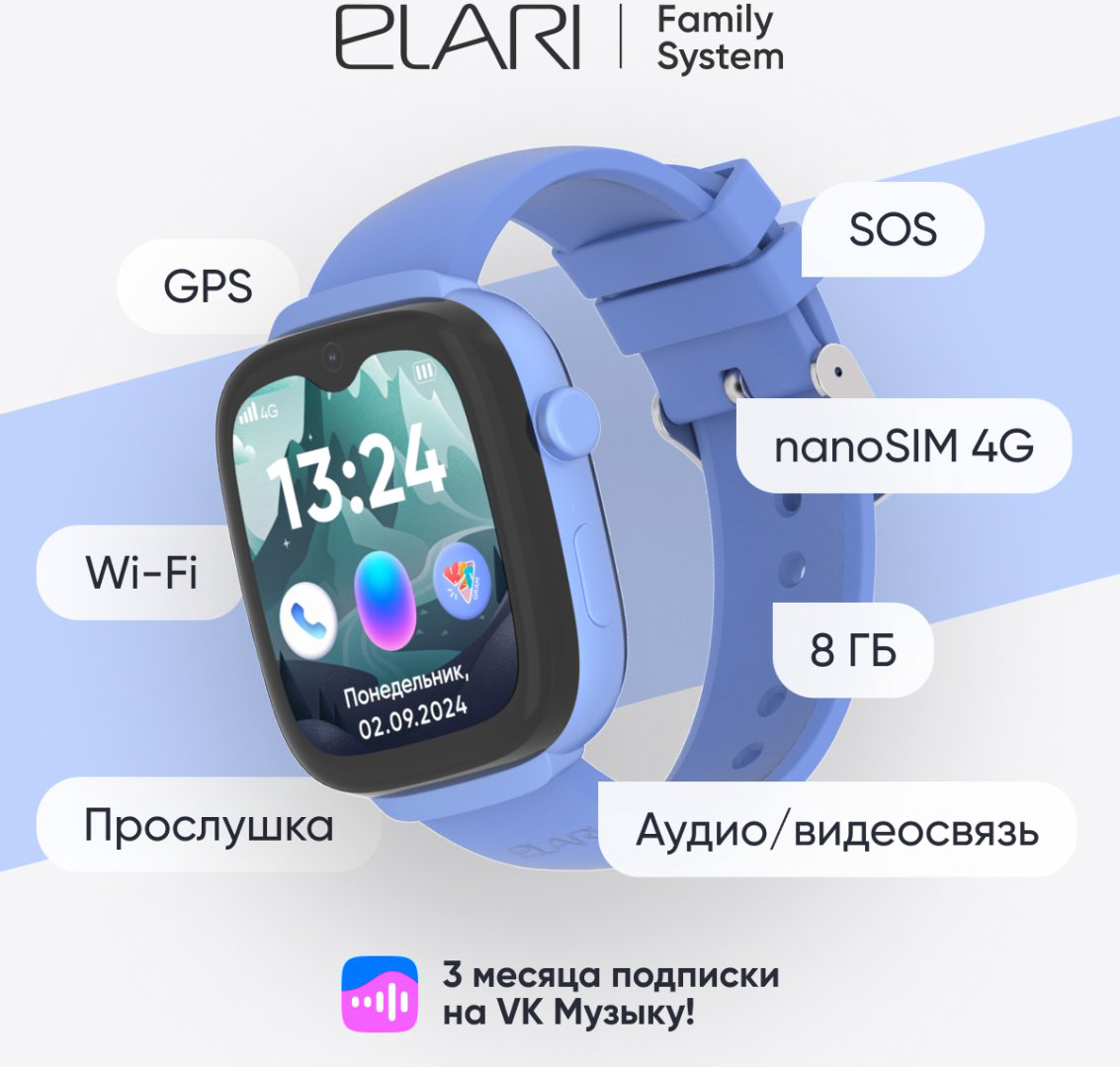 Смарт-часы Elari KidGram Watch 48 мм синий купить,NaN